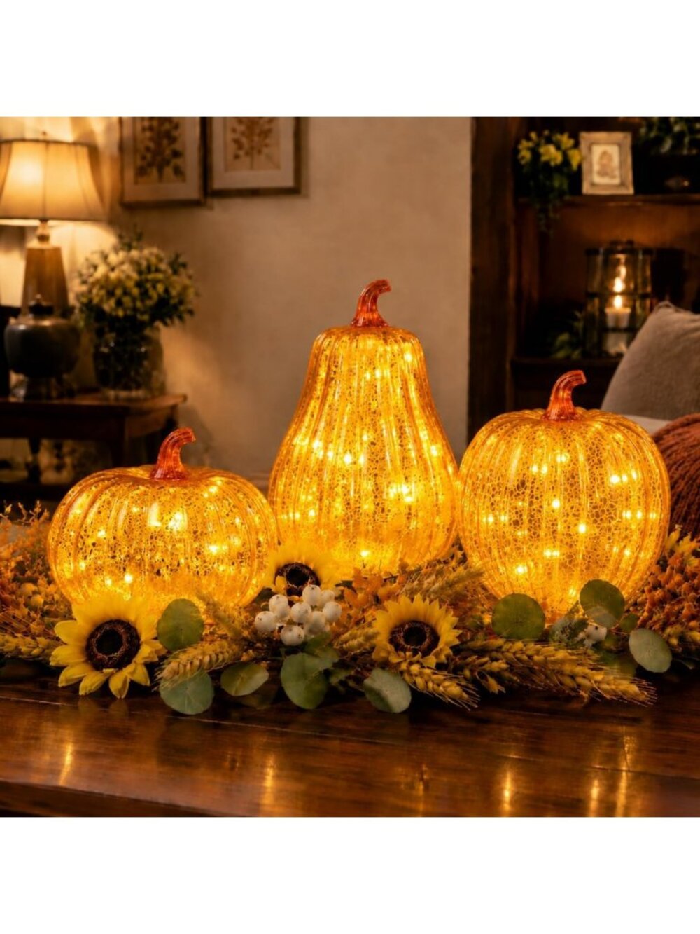 Mercury Glass Pumpkin Light | Fall Harvest & Halloween Decor Accent Piece